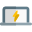 Laptop power indicator of bolt logotype layout icon