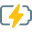 Phone charging indication logotype with bolt logotype icon