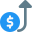 Dollar rise in international market with up direction arrow icon