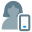 Single female user using web messenger on a smartphone icon