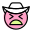 Uncomfortable cowboy emoticon facial expression with hat icon