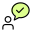 Party member with correct sign under speech bubble icon