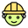 Construction worker face emoticon with safety helmet icon