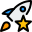 Rocket with star isolated on a white background icon