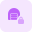 Locked storage warehouse with padlock logotype layout icon