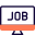 Searching for job seeking website on a desktop computer icon