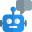 Advanced robot with a internal service message chat bubble isolated on a white background icon