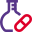 Lab research on experimental drug medicine with flask icon