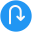 U-turn road side signal for traffic sign post icon