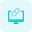 Research medication on a desktop computer isolated on a white background icon