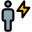 Employee with a flash layout isolated on a white background icon