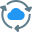 Data syncing of a cloud server isolated on a white background icon