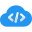 Programming on cloud application system isolated on a white background icon