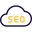 Seo service on a cloud server isolated on a white background icon