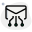 Connected nodes with an envelope isolated on a white background icon