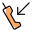 Call received logotype arrow sign on an old phone icon