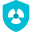 Nuclear energy with secure logotype isolated on white background icon