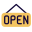 Mall opening hanging board isolated on a white background icon