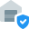 Secure sheild logotype on digital platform layout icon