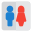 Visiting room with couples on stickman logotype icon