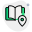 Location of a bookstore isolated on a white background icon