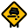 Slippery road with a warning on a road traffic signal icon