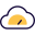 Rate of transfer speed gauge on a cloud server network icon