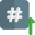 Social media hashtag with up arrow isolated on a white background icon