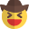 Cowboy squint facial expression wearing wide brim hat icon