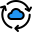 Data syncing of a cloud server isolated on a white background icon