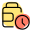 Prescription medication pill bottle to be consumed at certain level of time icon