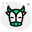 Cow with long horns and eyes closed icon