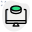 Research and development of medicine done on a computer system icon