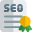 Seo certificate in concern of excellence and achievement icon