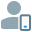 Classic user using web messenger on a smartphone icon