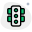 Traffic lights with all three lights isolated on a white background icon