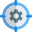 Setting button on target isolated on a white background icon