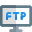 Computer connected to FTP server for data file transfer icon