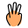 Three fingers raised hand gesture with back of the hand icon