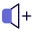 Increasing the volume of a music playback with the plus Logo icon
