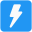 Electricity substation with a thunderbolt logotype icon