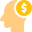 Head with dollar sign concept of money on mind icon