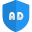 Online privacy protection ads with shield badge icon