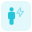 Employee with a flash layout isolated on a white background icon