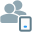 Multiple user using web messenger on a smartphone icon