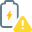 Battery warning with critical damage or very low level icon