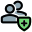 Web messenger with encryption technology shield layout icon