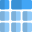 Square cell block with horizontal layout design icon