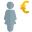 Salary transferred in euro money tender layout icon