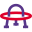 UFO spaceship with three legs support layout icon